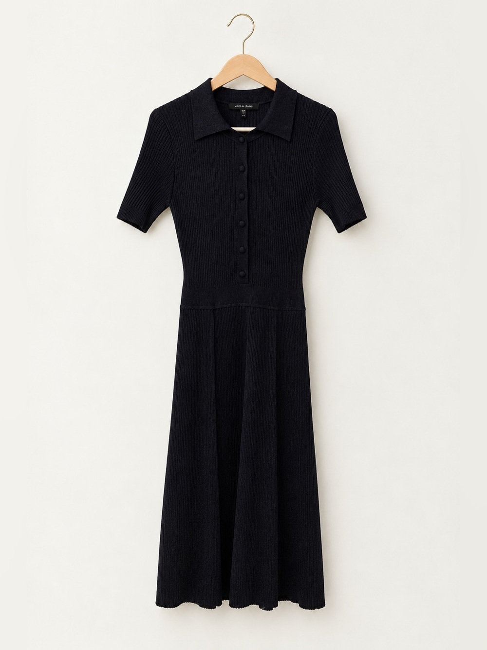 Judith & Charles Ribbed Collared Midi Dress Navy Small Like New